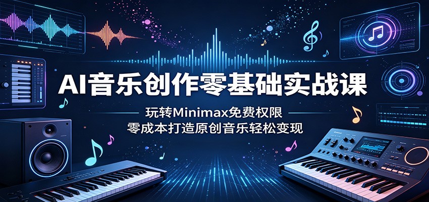 AI音乐创作零基础实战课：玩转Minimax免费权限，零成本打造原创音乐轻松变现-源创文化-轻创终点站