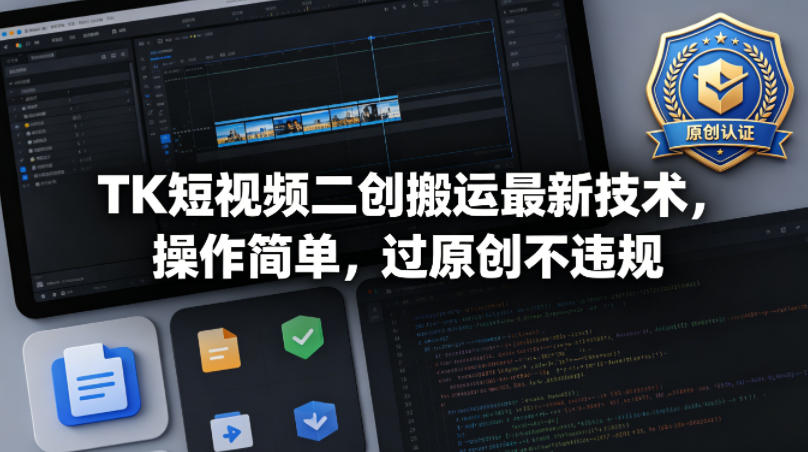 TK短视频二创搬运最新技术，操作简单，过原创不违规-源创文化-轻创终点站