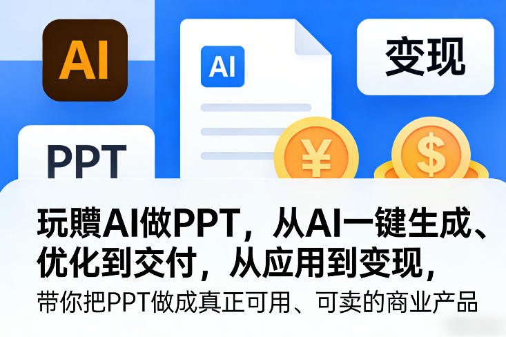 玩賺AI做PPT，从AI一键生成、优化到交付，从应用到变现，带你把PPT做成真正可用、可卖的商业产品(更新0421)-源创文化-轻创终点站