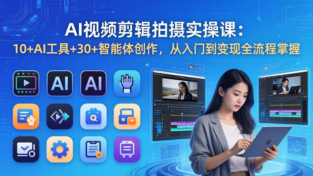 AI 视频剪辑拍摄实操课：10+AI工具+30+智能体创作，从入门到变现全流程掌握-源创文化-轻创终点站