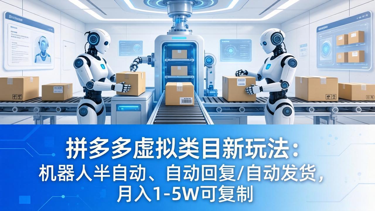 拼多多虚拟类目新玩法:机器人半自动、自动回复 /自动发货,月入 1-5W 可复制-源创文化-轻创终点站
