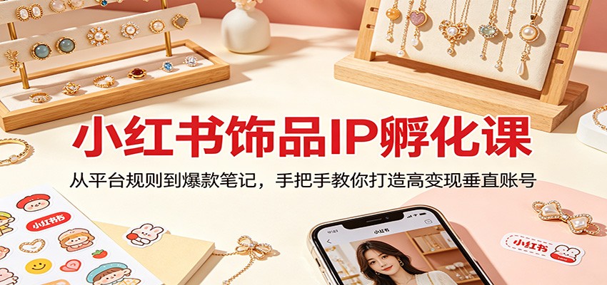 小红书饰品IP孵化课：从平台规则到爆款笔记，手把手教你打造高变现垂直账号-源创文化-轻创终点站