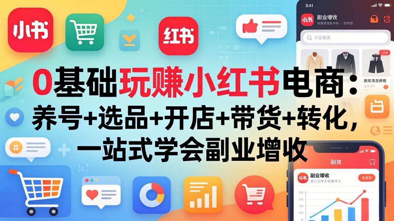 0基础玩赚小红书电商：养号+选品+开店+带货+转化，一站式学会副业增收-源创文化-轻创终点站