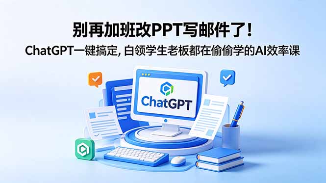 别再加班改PPT写邮件了！ChatGPT一键搞定，白领学生老板都在偷偷学的AI效率课-源创文化-轻创终点站