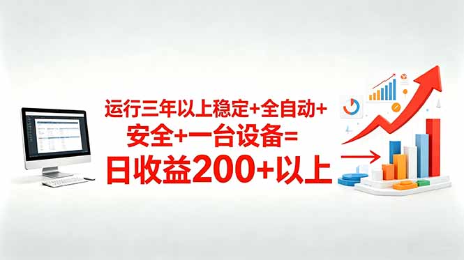 三年以上稳定+全自动+安全+一台设备=日收益200+-源创文化-轻创终点站