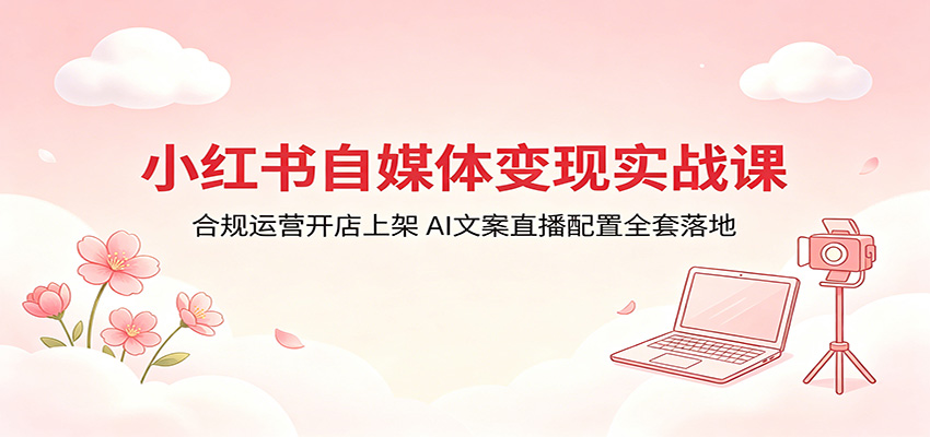 小红书自媒体变现实战课:合规运营开店上架,AI文案直播配置全套落地-源创文化-轻创终点站