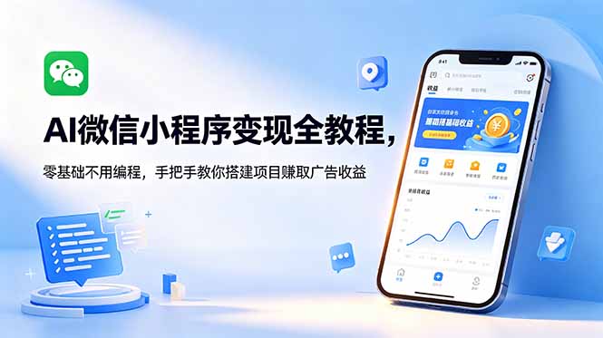 AI微信小程序变现全教程,零基础不用编程,手把手教你搭建项目赚取广告收益-源创文化-轻创终点站