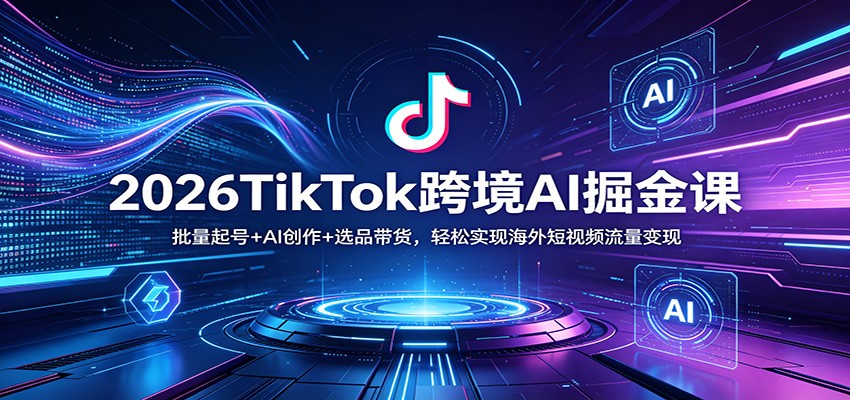 2026TikTok跨境AI掘金课：批量起号+AI创作+选品带货，轻松实现海外短视频流量变现-源创文化-轻创终点站
