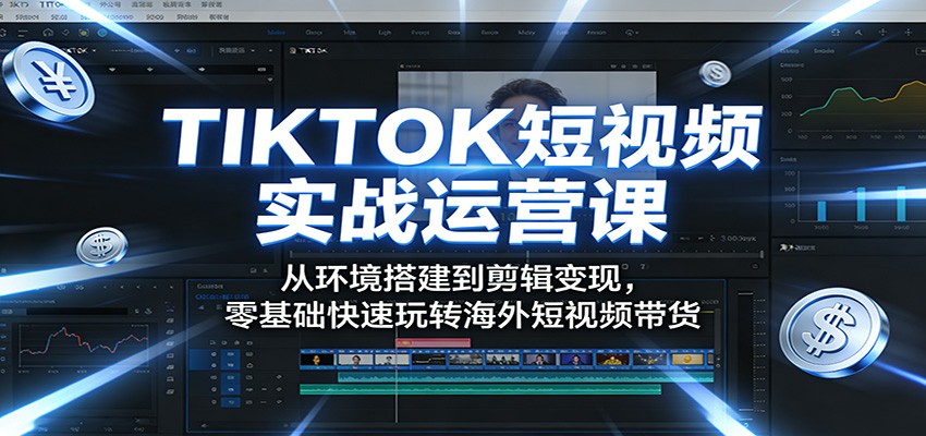 TIKTOK短视频实战运营课：从环境搭建到剪辑变现，零基础快速玩转海外短视频带货-源创文化-轻创终点站