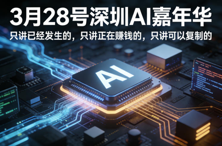 3月28号深圳AI嘉年华,只讲已经发生的,只讲正在賺钱的,只讲可以复制的