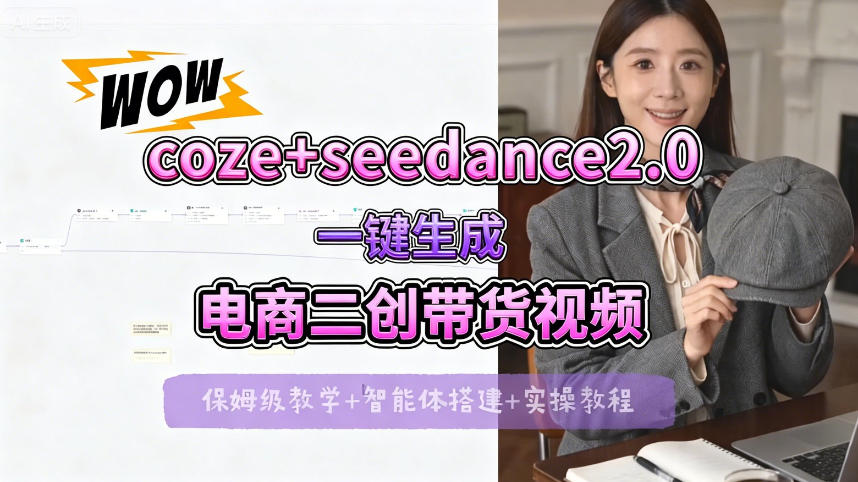 【Coze工作流搭建实操教程】seedance2.0+coze一键生成电商二创带货视频，全流程保姆级教学-源创文化-轻创终点站