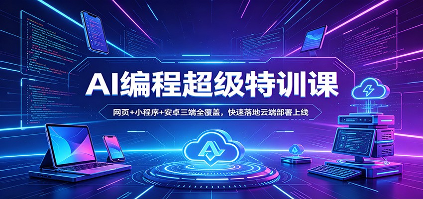 AI编程超级特训课：网页+小程序+安卓三端全覆盖，快速落地云端部署上线-源创文化-轻创终点站