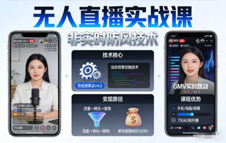 宝子哥无人直播实战课，非实时防风技术，聚焦抖音快手等平台直播带货，轻松开启直播变现之路(更新2026年5月02日)-源创文化-轻创终点站