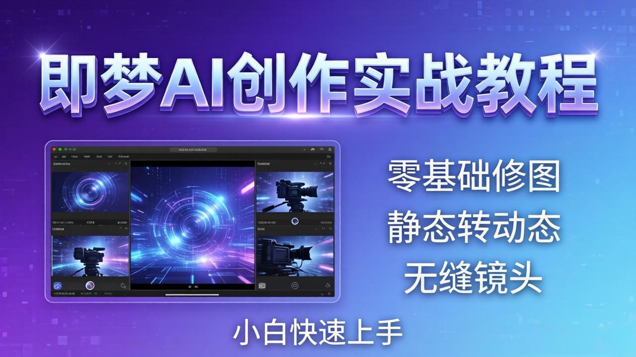 即梦AI创作实战教程，从零基础修图到AI导演，实战教学静态转动态+无缝镜头，小白快速上手-源创文化-轻创终点站