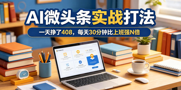 一天挣了408，AI微头条实战打法，每天30分钟比上班强N倍-源创文化-轻创终点站