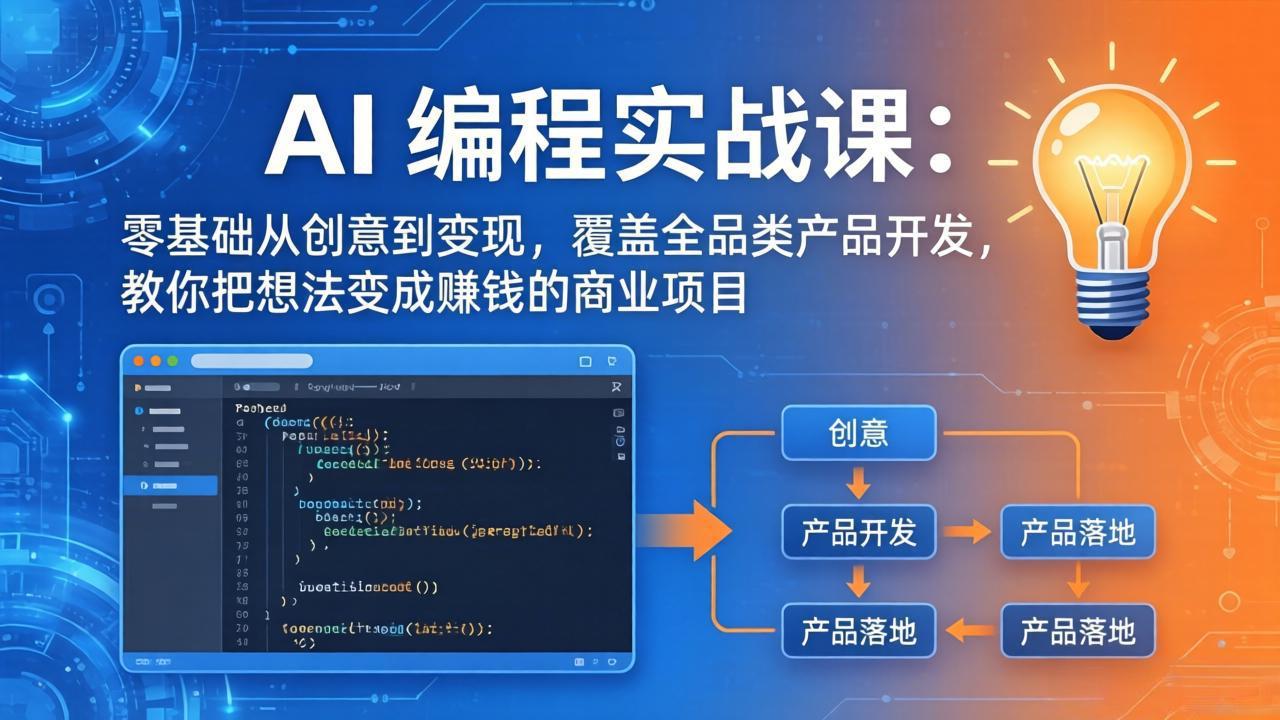 AI编程实战课-第三期-5月19更新：零基础从创意到变现，覆盖全品类产品开发，把想法变成赚钱项目-源创文化-轻创终点站