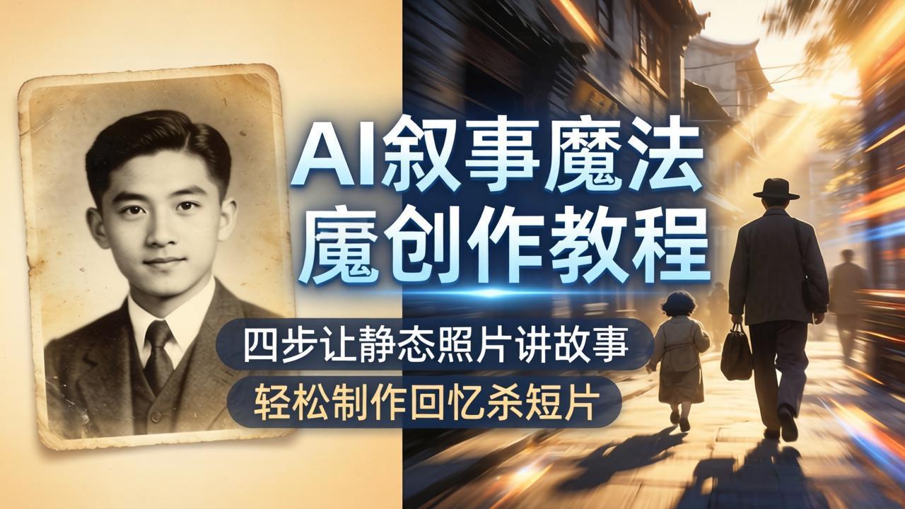 AI叙事魔法创作教程，四步让静态照片讲故事，老照片修复加动态特效，轻松制作回忆杀短片-源创文化-轻创终点站