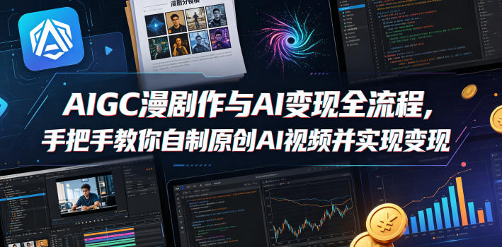 AIGC漫剧创作与AI变现全流程,手把手教你自制原创AI视频并实现变现-源创文化-轻创终点站