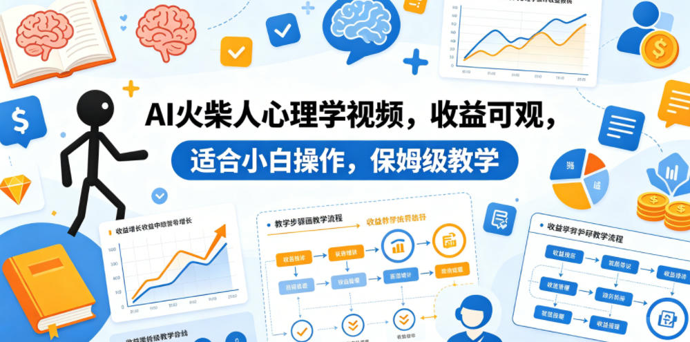 AI火柴人心理学视频，收益可观，适合小白操作，保姆级教学-源创文化-轻创终点站