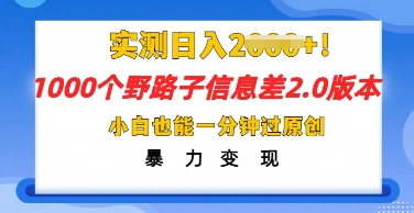 2025抖音1000个野路子信息差最新玩法，一分钟过原创，暴力变现月入几k-源创文化-轻创终点站