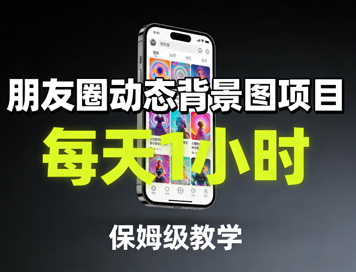 朋友圈动态背景图项目，每天1小时，保姆级教学-源创文化-轻创终点站
