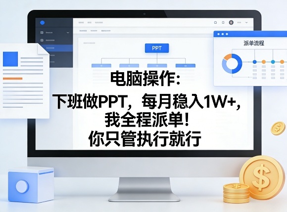 电脑操作：下班做PPT，每月稳入1W+，我全程派单！你只管执行就行【揭秘】-源创文化-轻创终点站