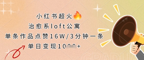 小红书超火的治愈系loft公寓，单条作品点赞16W，3分钟一条，单日变现数张-源创文化-轻创终点站