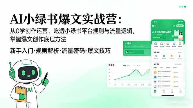 AI 小绿书爆文实战营：从0学创作运营，吃透小绿书平台规则与流量逻辑，掌握爆文创作底层方法-源创文化-轻创终点站
