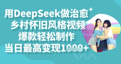 用DeepSeek做治愈乡村怀旧风格视频，爆款轻松制作，当日最高变现多张-源创文化-轻创终点站